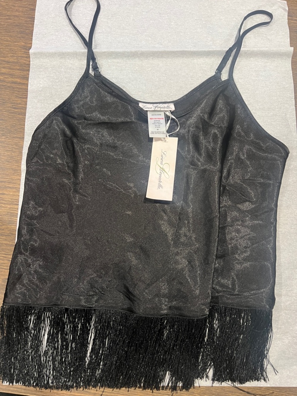 linea Donatella Black Fringe Camisole